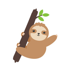 Obraz premium Vector Cartoon Slot Sleep Slowly moving slots hang on trees in various poses.