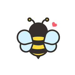 Cute bee cartoon character vector Hexagon honeycomb and flower isolated on white background.