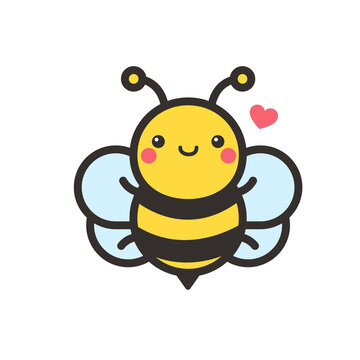 recommend clip art: Cute bee cartoon character vector Hexagon honeycomb and flower isolated on white background.