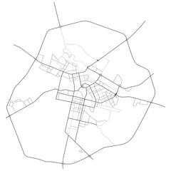 Nur-Sultan (Astana, Kazakhstan) city with highways, major and minor roads, town footprint plan. City map with streets,  urban planning scheme. Plan street map, road graphic navigation. Vector - obrazy, fototapety, plakaty