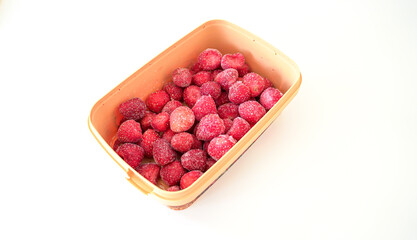 Ready to eat, frozen strawberries in a box