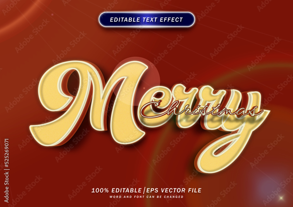 Poster merry christmas text style effect. editable font effect