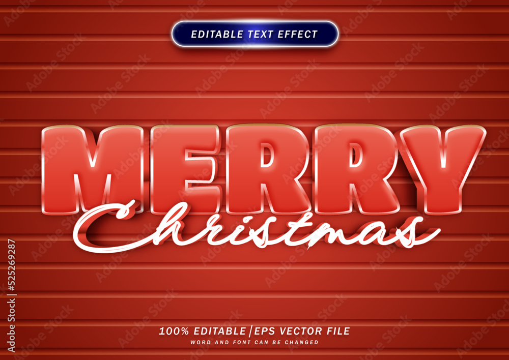 Poster Merry christmas text style effect. editable font effect