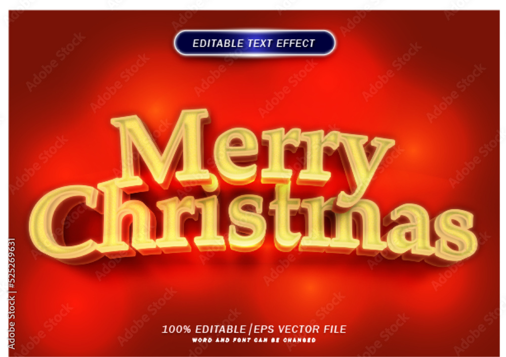 Poster merry christmas text style effect. editable font effect