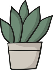 Plant in pot hand drawn filled outline style