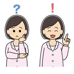 疑問　解決　大人　女性　イラスト