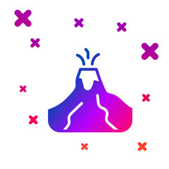 Color Volcano eruption with lava icon isolated on white background. Gradient random dynamic shapes. Vector