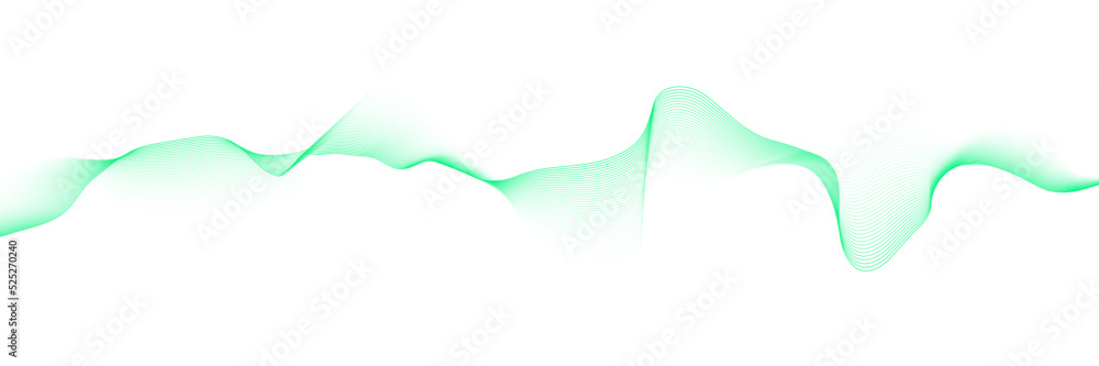 Poster abstract green smooth wave on a white background. dynamic sound wave. design element. vector illustr