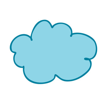  A small blue cloud with a stroke. Vector illustration in hand drawn style
