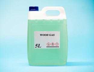 Biofuel in chemical lab in glass bottle Wood Gas