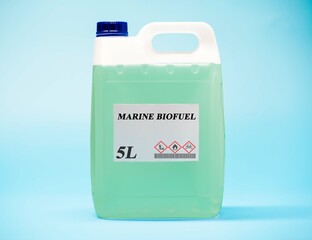 Biofuel in chemical lab in glass bottle Marine Biofuel