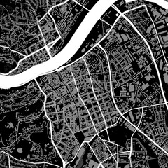 Urban city map of Linz. Vector poster. Black grayscale black and white road map.