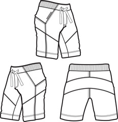 Sweat jogger pants with an elasticated drawstring waist in a relaxed style. Men's casual wear. Vector technical sketch.