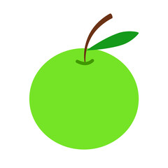 Simple green apple in flat style. Vector illustration