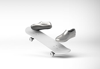 Skateboard mockup design sport equipment 3D Illustration