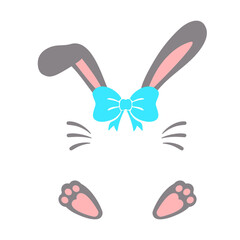 Easter bunny silhouette decoration with bow ornaments And colorful tie.