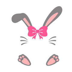 Easter bunny silhouette decoration with bow ornaments And colorful tie.