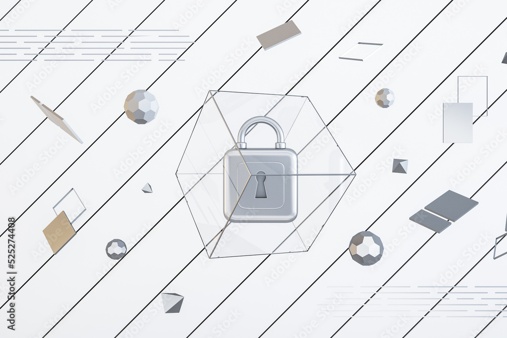 Poster modern web protection white background with padlock and other icons. secure, safety and web browser 