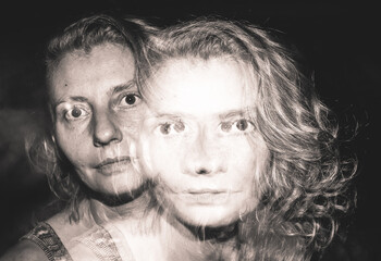 woman portrait double exposure hallucinations