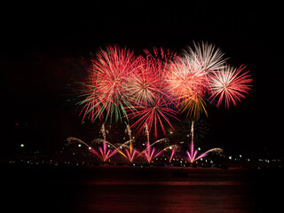 Fireworks by the sea opening of the city celebration August M&aacute;laga Fair