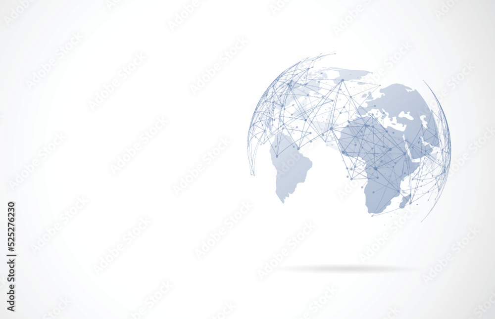 Poster global network connection. world map point and line composition concept of global business. vector i