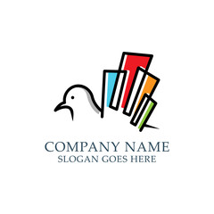 exterior building company logo with a combination of a dove with a buildings as its wings, very good for modern company brands, real estate construction, house,
