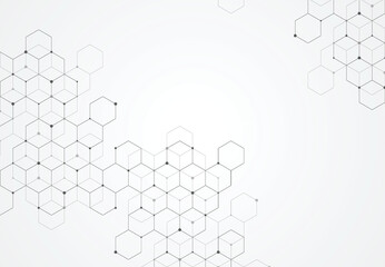 Abstract hexagonal molecular structures in technology background and science style. Medical design. Vector illustration