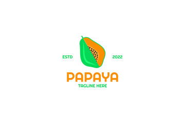 Flat papaya logo design vector illustration idea