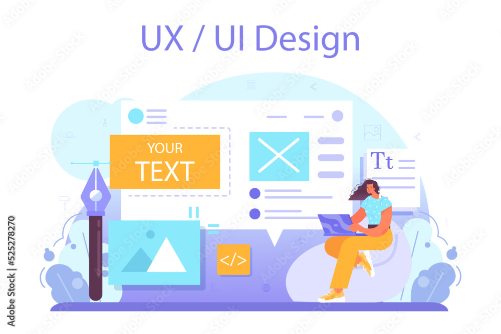 Poster ux and ui designer concept. app interface improvement. user interface