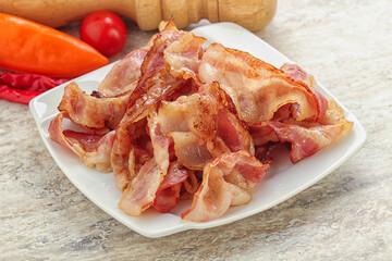 Fried bacon snack for breakfast