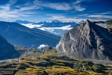 Fotobehang view of Dom, Weisshorn and the other 4000 m peaks in the Valais alps from Gemmi Pass © schame87