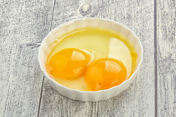 Chicken egg in the bowl