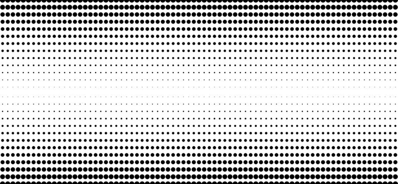 Vertical gradient halftone dots background. Pop art template, texture. Vector illustration