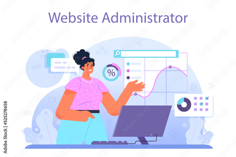 Poster web administrator. content management system management and