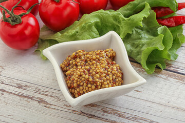 Mustard seeds sauce in the bowl
