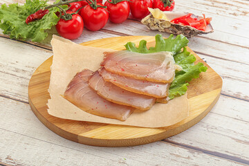 Sliced salted marlin fish carpaccio