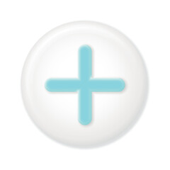 Obraz premium Add, plus, medical cross round button. 3d vector icon. Cartoon minimal style.
