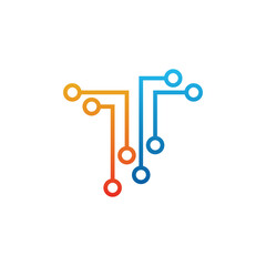 initial t tech logo with circuit