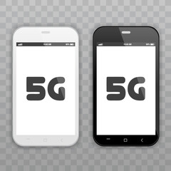 Smartphone technology network 5G. High speed wireless data connection icon. Vector Illustration.