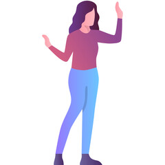 Vector woman gesturing icon isolated on white