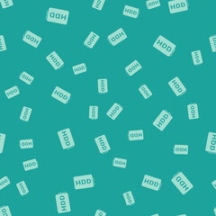 Green Hard disk drive HDD icon isolated seamless pattern on green background. Vector