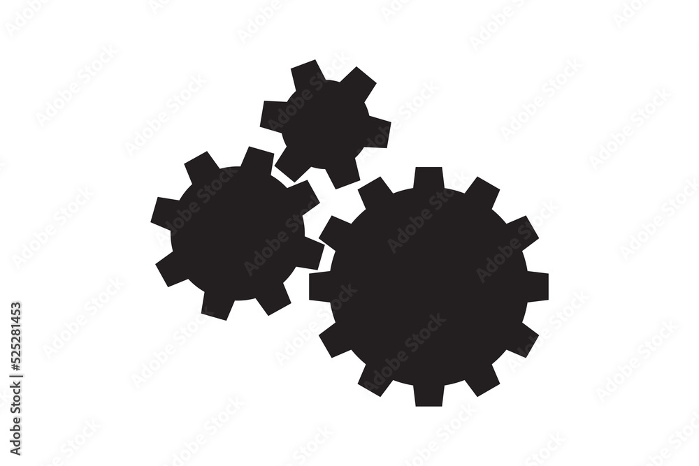 Poster setting icon vector with work cog gear element. cogweel mechanism symbol.