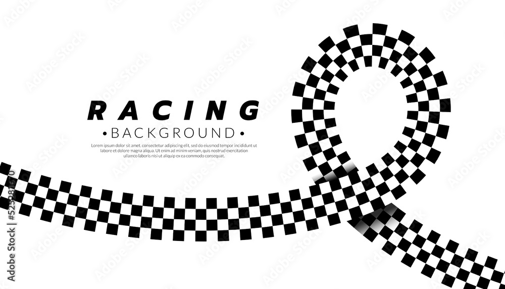Poster abstract checkered flag ribbon background. racing concept. chess pattern on white background.vector 