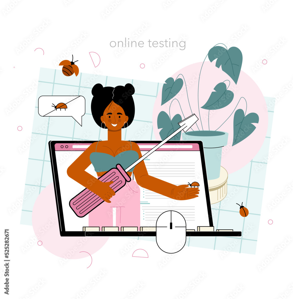 Poster software tester online service or platform. application or website code