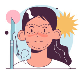 Facelift. Face features correction or anti-aging procedure. Idea of modern face