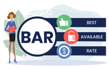 BAR - Best Available Rate, acronym business concept	