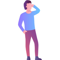 Man listening flat icon vector isolated on white