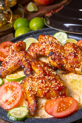 couscous with fried chicken wings spicy