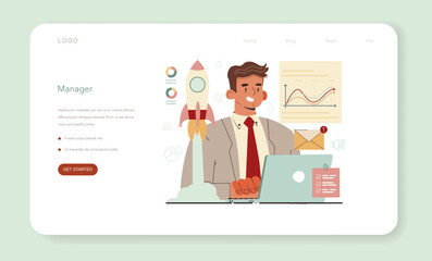 Management web banner or landing page. Successful strategy