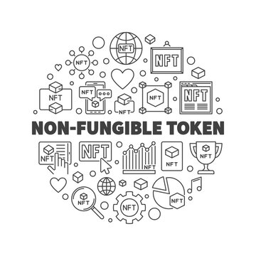 Non-Fungible Token Technology vector illustration. NFT Round Banner
